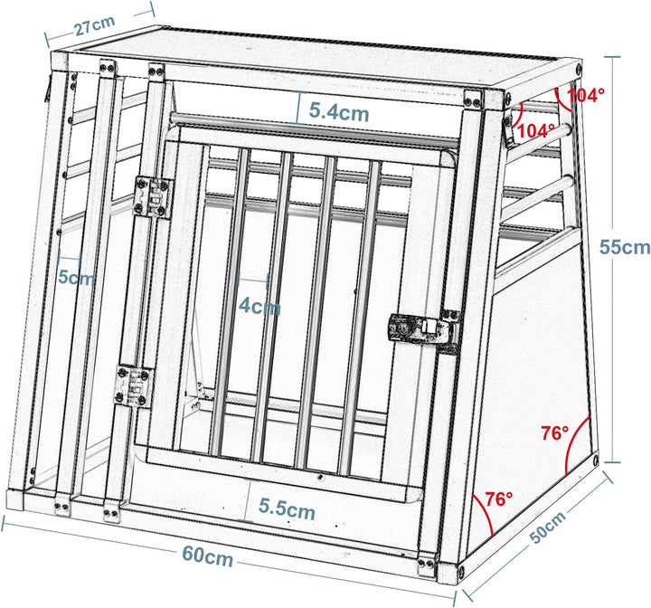 EUGAD Hundetransportbox Alubox Reisebox Autobox für kleine Hunde Beagle, Französische Bulldogge, kle