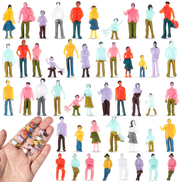 Namalu Miniatur Figuren 1:100 Massstab, Bemaltes Architekturmodell aus Kunststoff Sitzende und Stehe