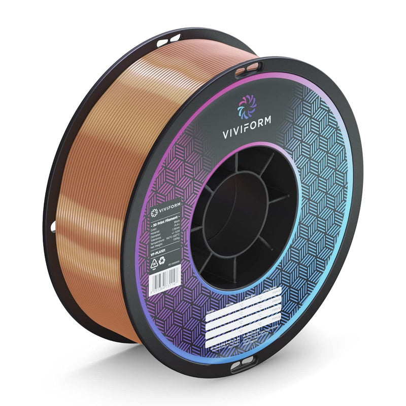 Viviform silk PLA Filament für 3D Drucker | 1kg Rolle | ∅1,75mm +/- 0,03mm | Kupfer metallic, VF-PLA