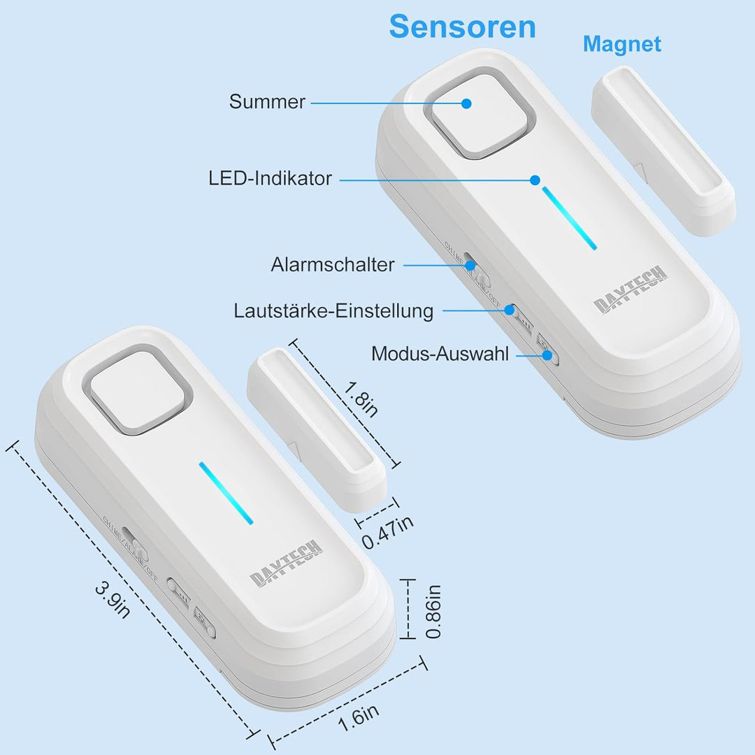 DAYTECH Kühlschrankalarm Fensteralarm Türalarm Haus Tür- & Fensteralarm Sensor Gartenschuppen 120dB