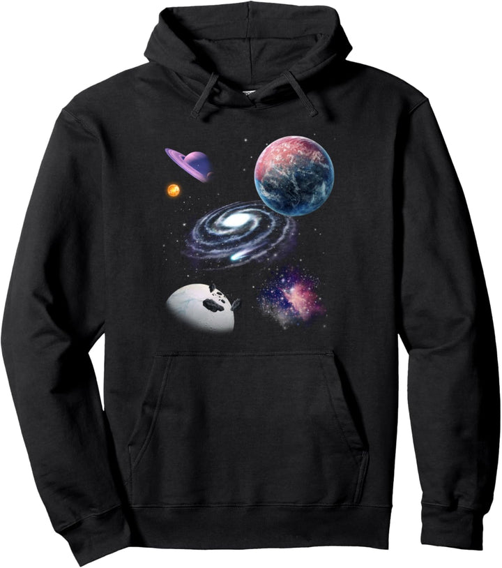 Weltraum Universum Motiv Galaxie Planeten Sonne Sonnensystem Pullover Hoodie