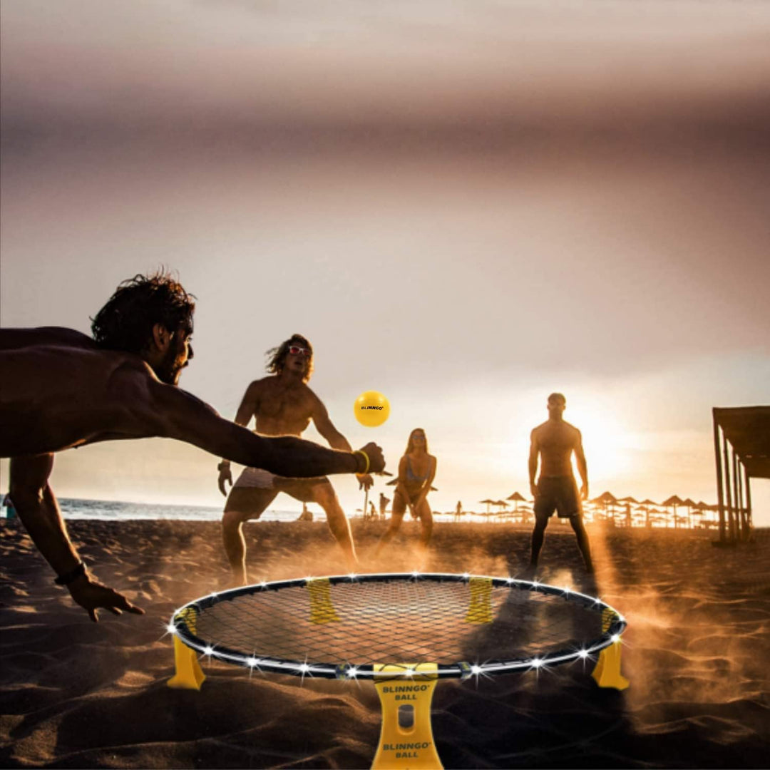 Mookis Blinngoball Outdoor Roundnet Spieleset, Roundnet Set Team Games bestehend aus Spielnetz, 3 Bä