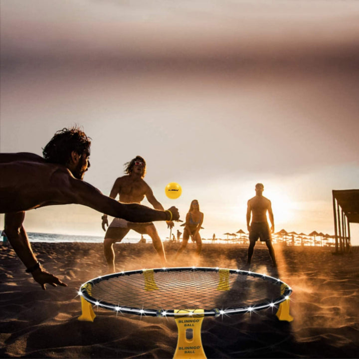 Mookis Blinngoball Outdoor Roundnet Spieleset, Roundnet Set Team Games bestehend aus Spielnetz, 3 Bä