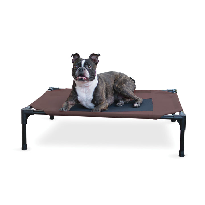 K&H PET PRODUCTS Hundebett, erhöht, Netzstoff, Grösse M, 63,3 x 81,8 x 17,8 cm, Schokoladenbraun/Sch