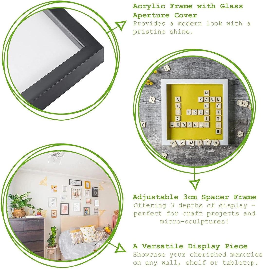 Nicola Spring 3D-Box Fotorahmen - 4 X 4 mit 2 X 2 Halterung - Dunkelholz/Schwarz - Pack Von 5
