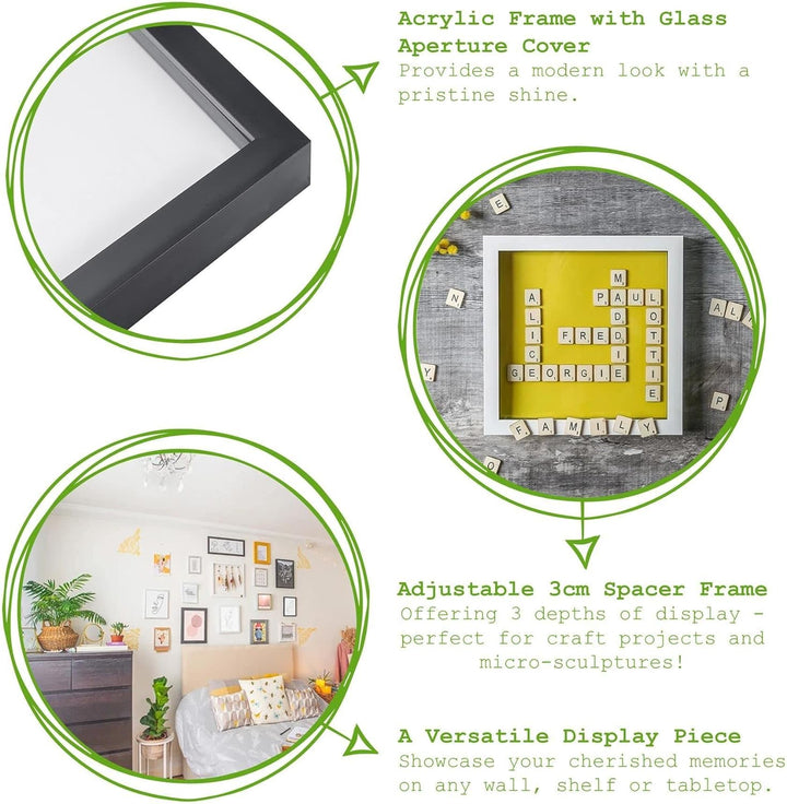 Nicola Spring 3D Deep Box Fotorahmens - 6 X 6 - Schwarz - Pack Von 5