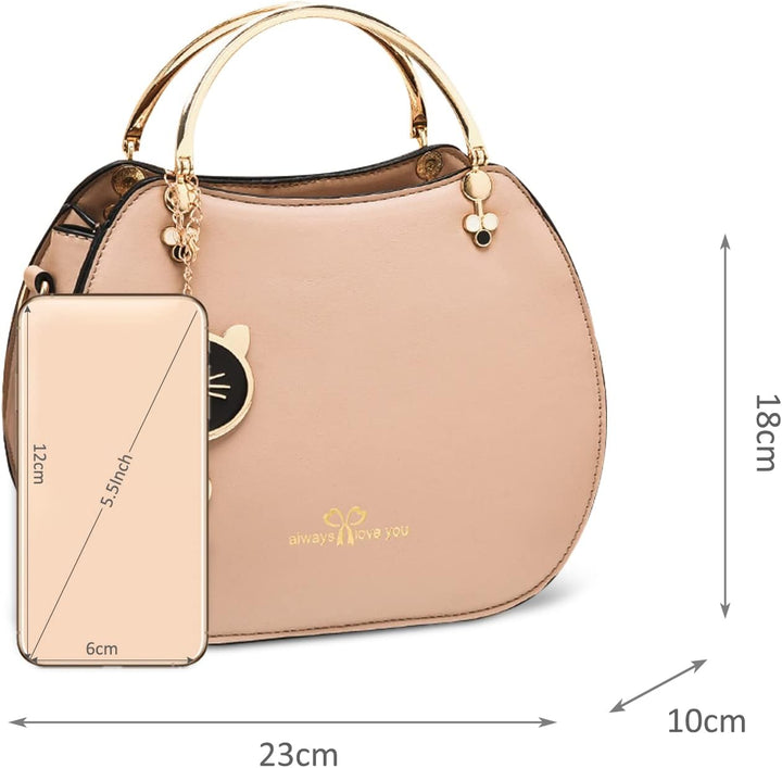 NICOLE & DORIS Runde Umhängetasche Damen Handtasche Klein Tasche Mode Crossbody Bag Damen PU Leder H