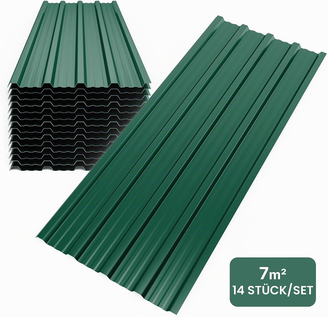 Mondeer Set of 14 Metal Trapezoidal Sheet, Corrugated Sheet for Roof, Roof Sheets, Trapezoidal Sheet