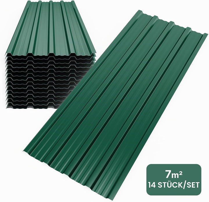 Mondeer Set of 14 Metal Trapezoidal Sheet, Corrugated Sheet for Roof, Roof Sheets, Trapezoidal Sheet
