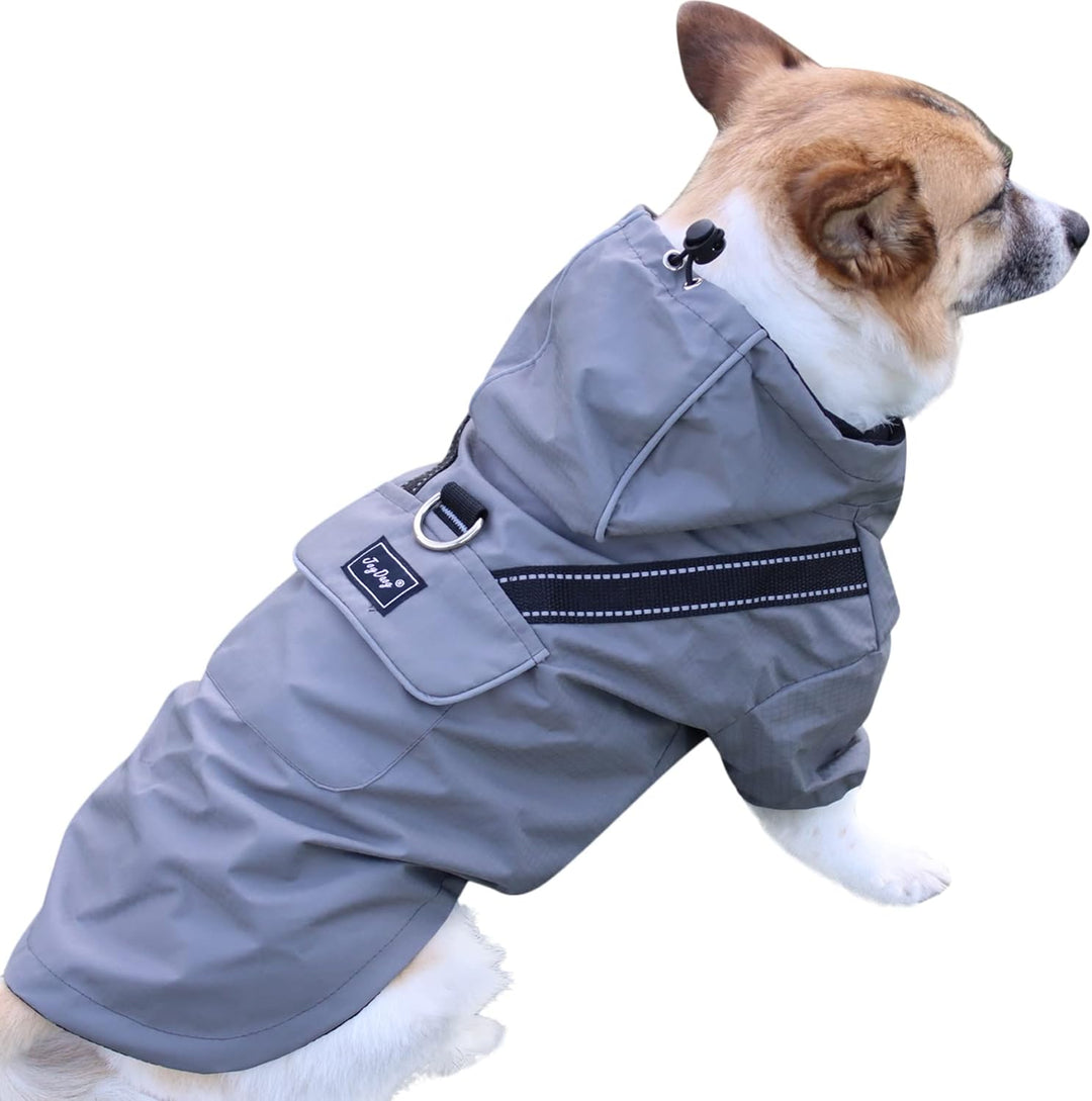 JoyDaog Premium-Regenmantel Mit Kapuze für Mittelgrosse Hunde, Outdoor-Sport, Wasserdichte Regenjack