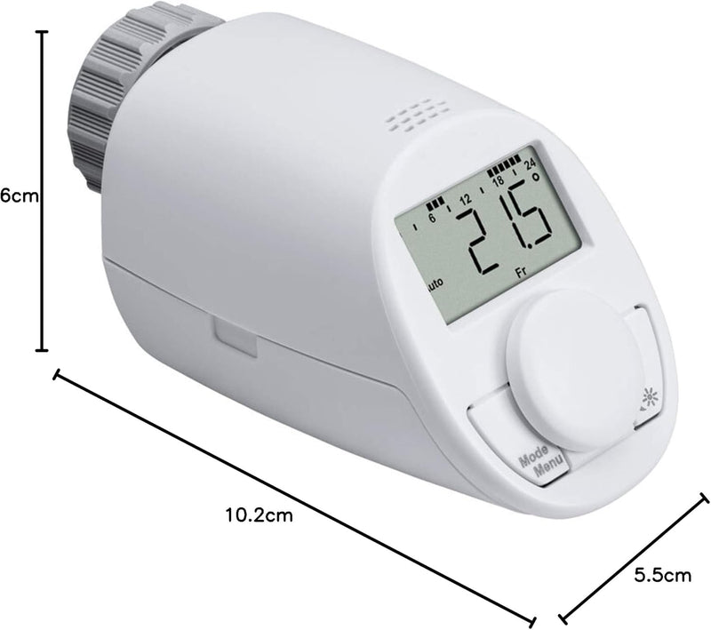 eqiva 5er Set Elektronik-Heizkörperthermostat Model N mit Boost-Funktion und leisem Kompaktgetriebe