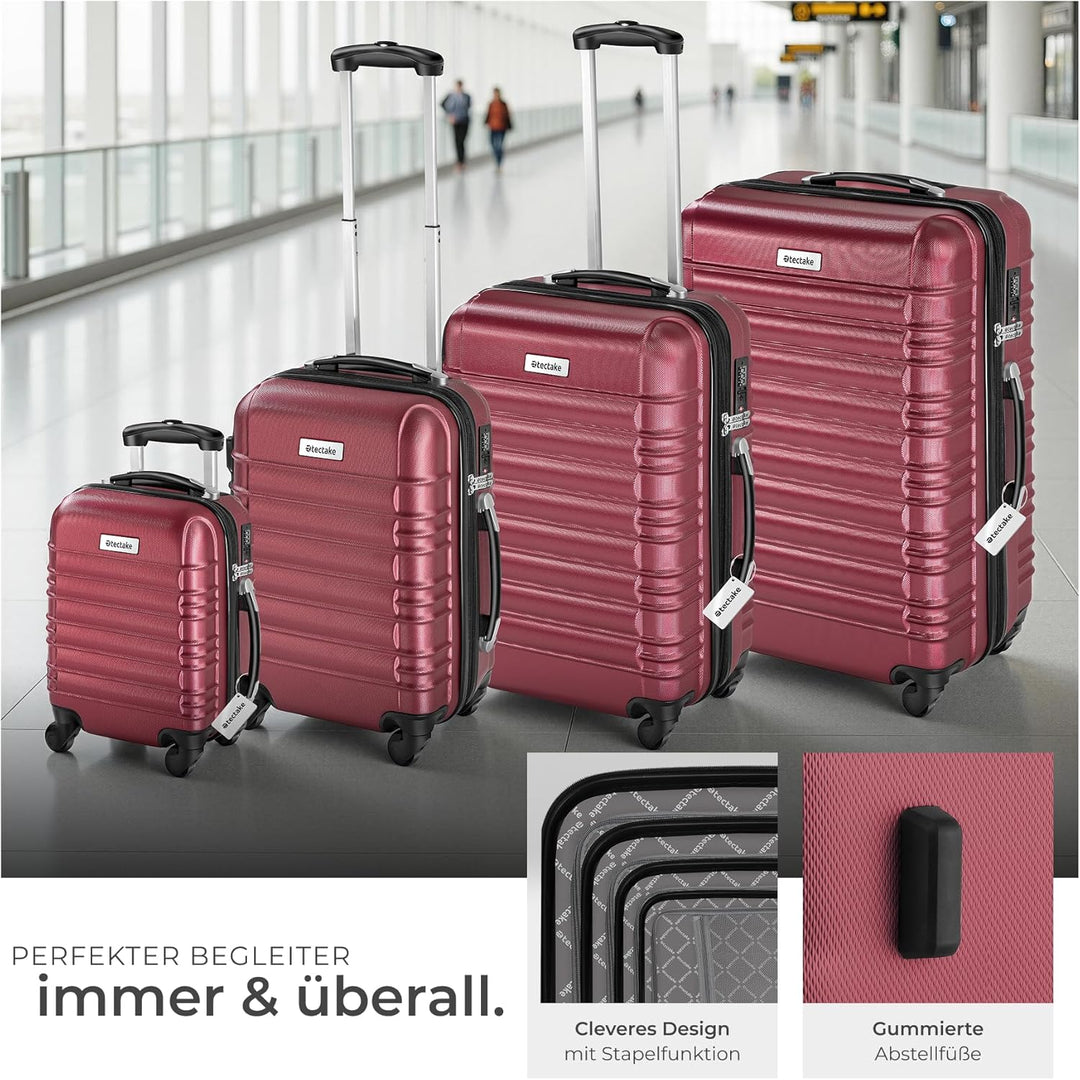 tectake® 4tlg. Hartschalenkoffer Set, Reisekoffer Set mit Rollen, Hartschale aus ABS, Koffer Set mit