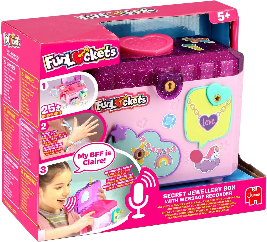 FUNLOCKETS - Meine geheime Schmuckbox mit Sprachrekorder - elektronische Schmuckbox - Koffer zum Auf
