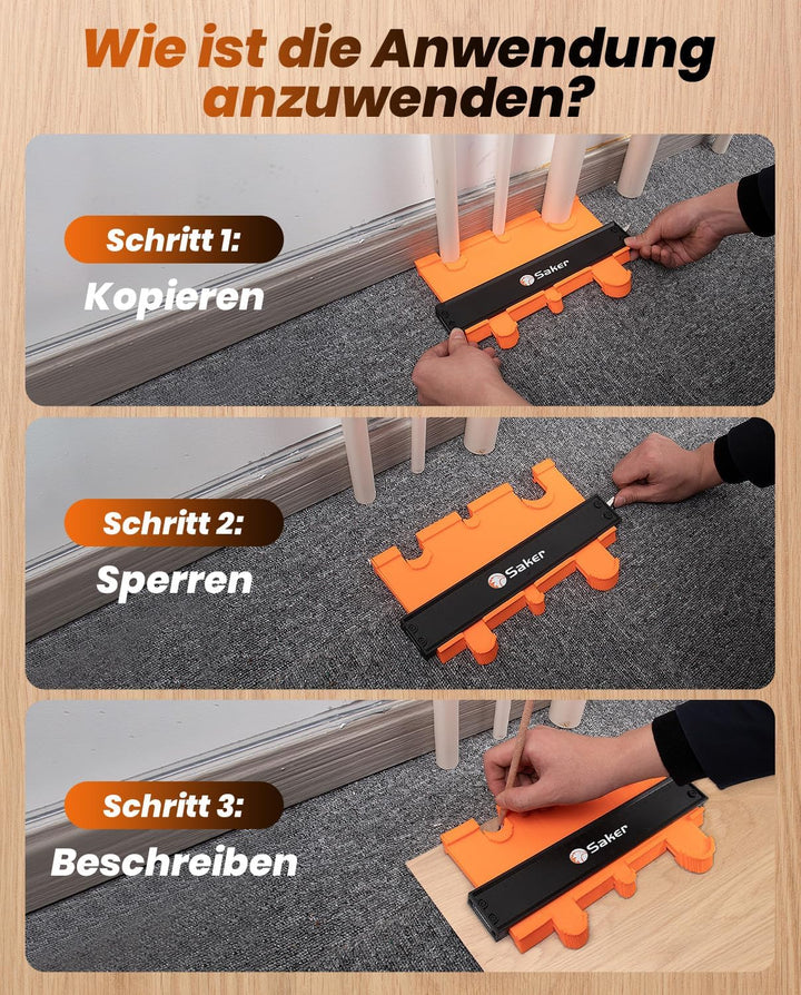 Saker Konturenlehre mit Schloss, 25 cm Kontur-Vervielfältigungslehre für präzise Formduplizierung –