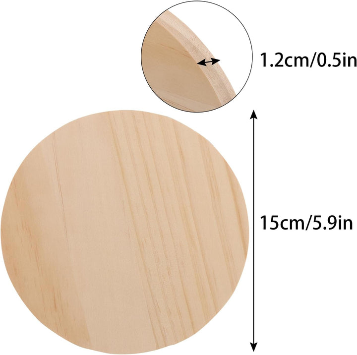 8 Stücke 15CM Runde Holzscheiben,Unvollendet Poliert Kiefernholz,Dicke 1.2CM Runde Holzscheiben Male