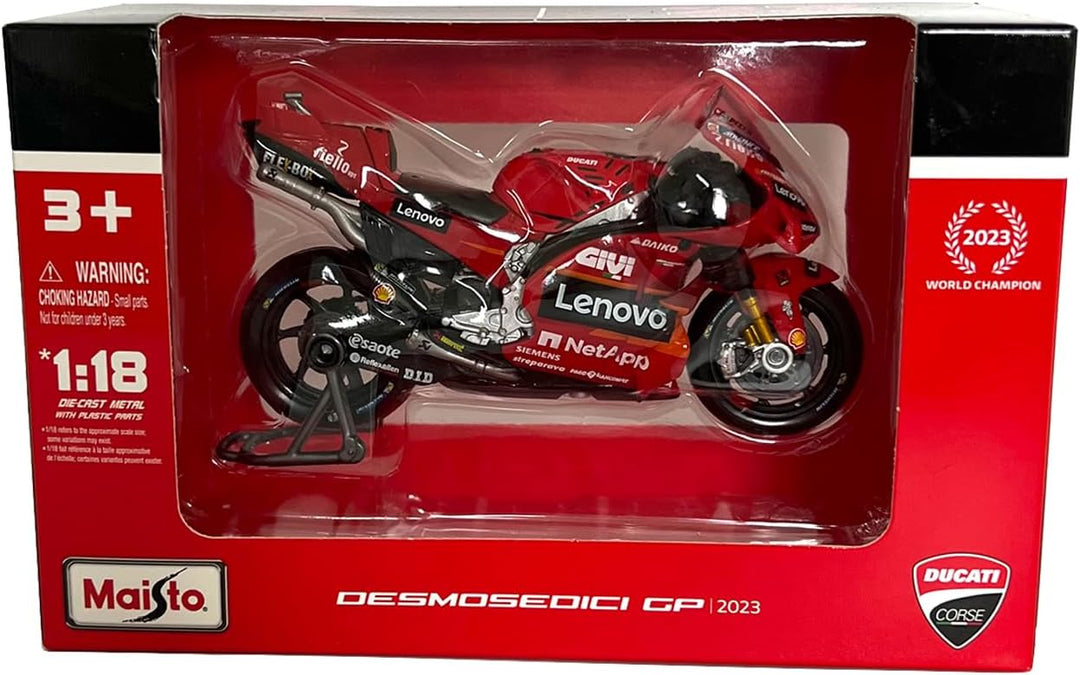 Bburago 1:18 Massstab 36396 – Ducati Desmosedici GP23 Motorrad Moto GP – #1 F. Bagnaia