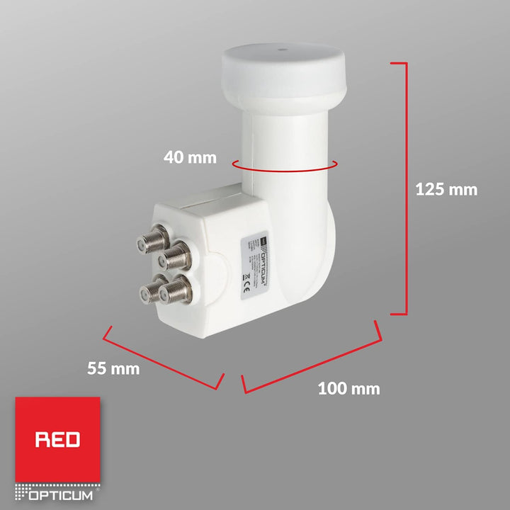 RED OPTICUM Robust Quad LNB Hitze- & kältebeständiger Digital-LNB 4-Fach mit nur 0.1dB Rauschmass un