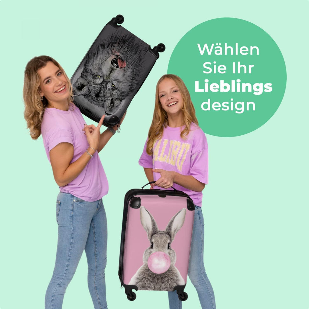 NoBoringSuitcases.com® Koffer Handgepäck Trolley Rollkoffer Kleine Reisekoffer mit 4 Rollen - Wolf -