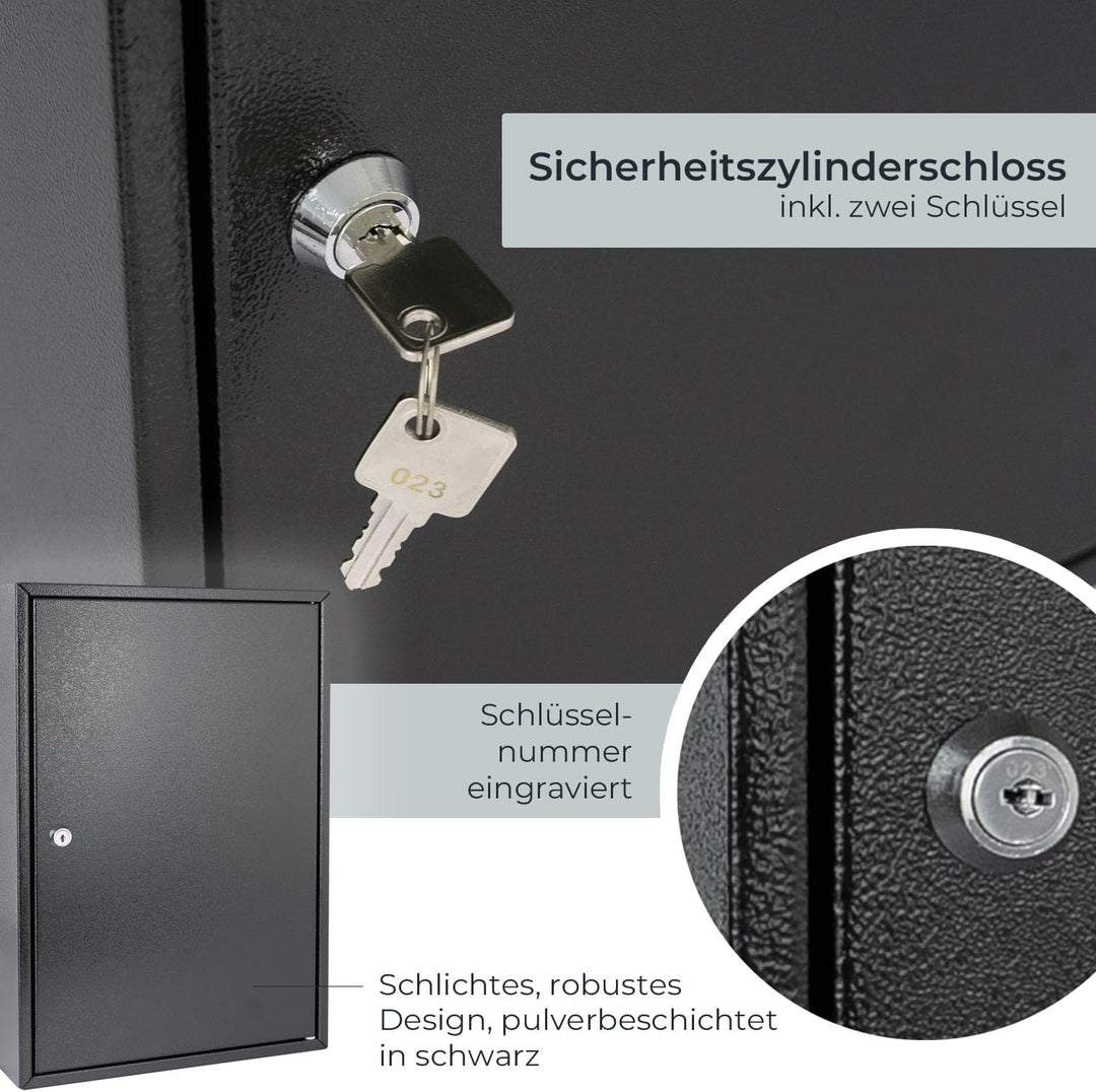 HMF Schlüsselschrank aus Stahl, abschliessbarer Schlüsselkasten für Büro, Verwaltung oder Fuhrpark |