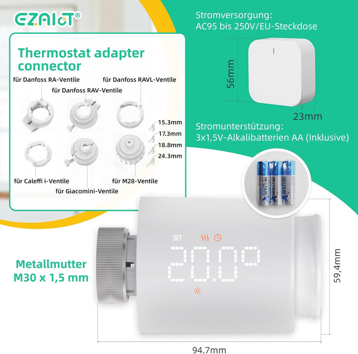 EZAIoT Smart Heizkörperthermostat – TRV Zigbee Tuya Kit mit Gateway/Hub für programmierbare App-Funk