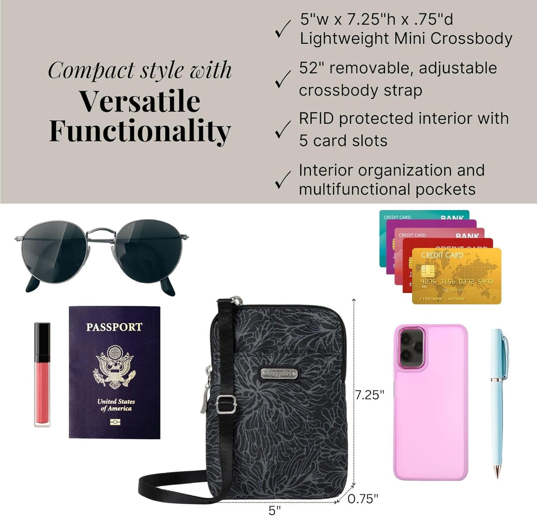 Baggallini Damen Take Two RFID Bryant Crossbody, Einheitsgrösse Midnight Blossom, Midnight Blossom