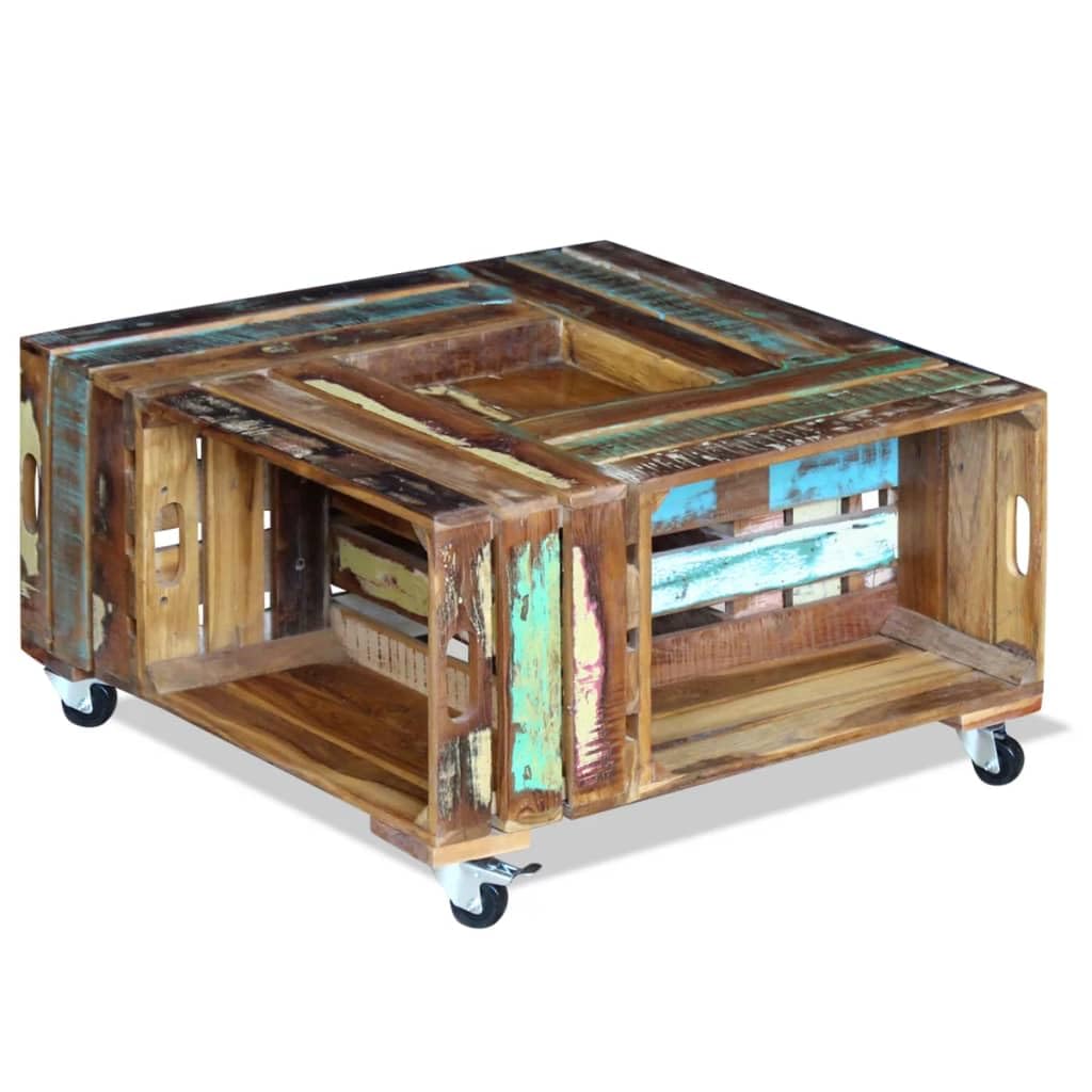 Hommdiy Couchtisch Altholz 70x70x35 cm, 70x70x35 cm