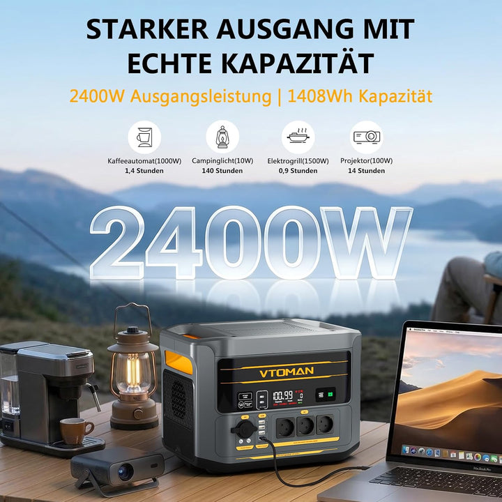 VTOMAN FlashSpeed 2400 Tragbare Powerstation mit Überbrückungskabel, FlashSpeed 2400