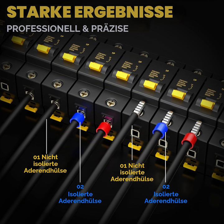 DxCRIMP Crimpzange Aderendhülsen Set für 0,25-10mm², 24 Arten isolierter, unisolierter &amp; Twin Aderen