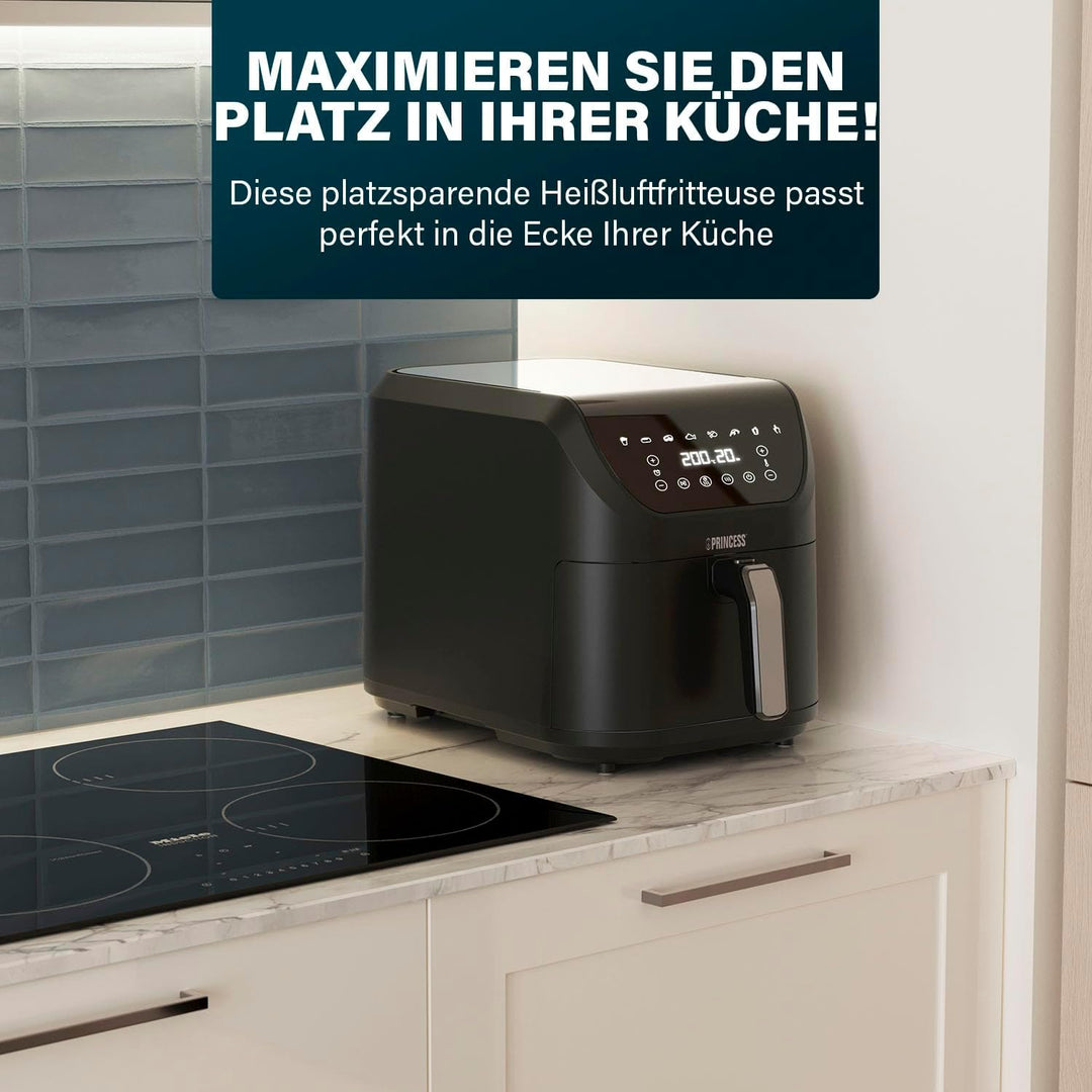 Princess SlimFry Heissluftfritteuse - Platzsparendes Design - BPA-frei - 8 L - 8 Programme - Einstel