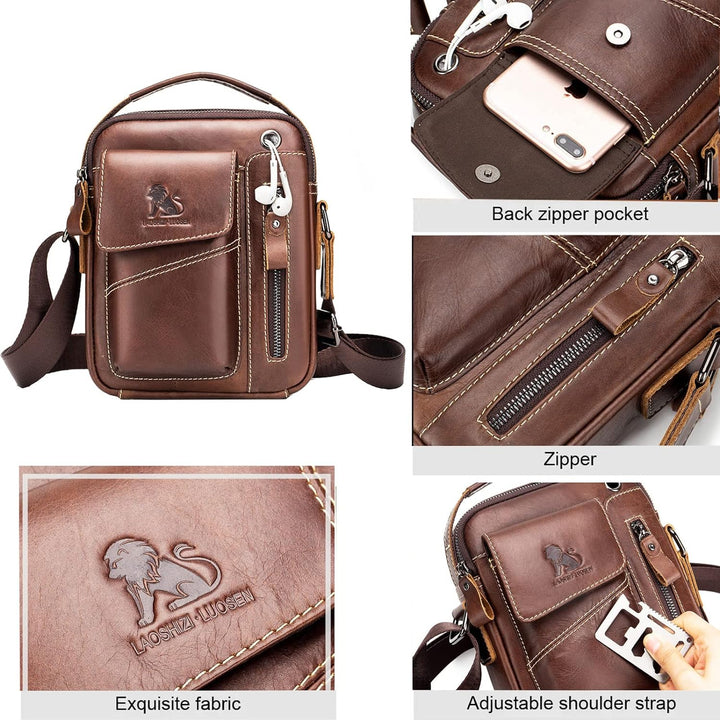 Einyniuer Herren Umhängetasche Mode Crossbody Tasche Leder Schultertasche Herrentasche Vintage für A