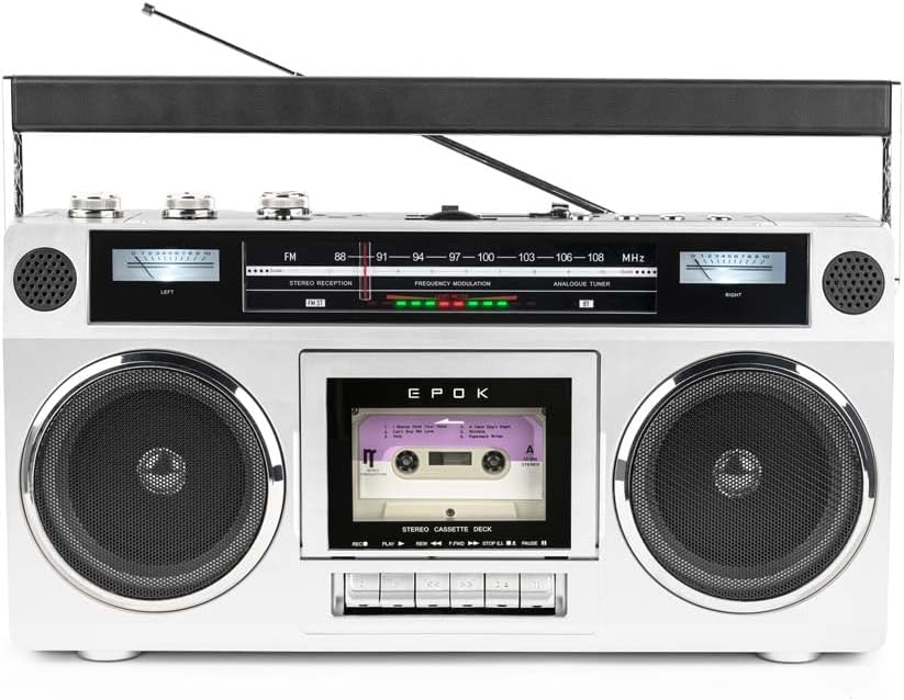 BigBen BTBLASTER Boombox Retro 80's | Kassettenspieler/Recorder | Höhen- und Basseinstellung | Bluet