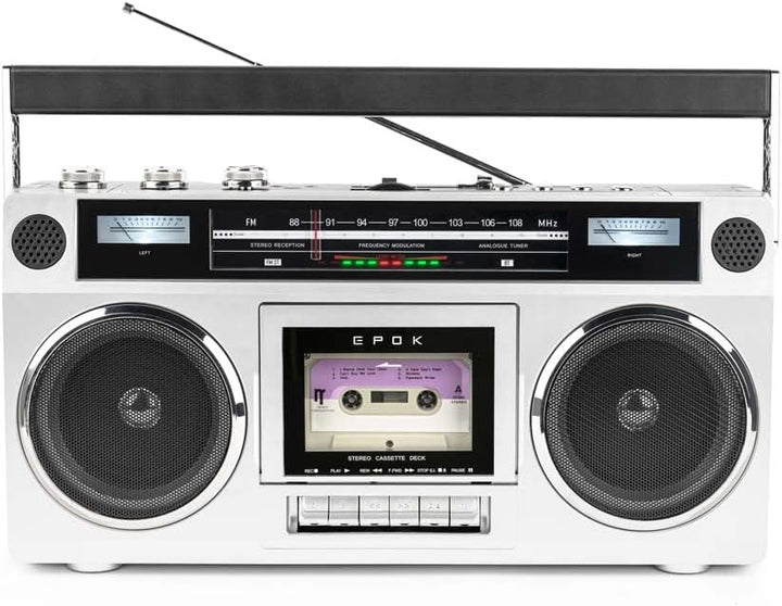 BigBen BTBLASTER Boombox Retro 80's | Kassettenspieler/Recorder | Höhen- und Basseinstellung | Bluet