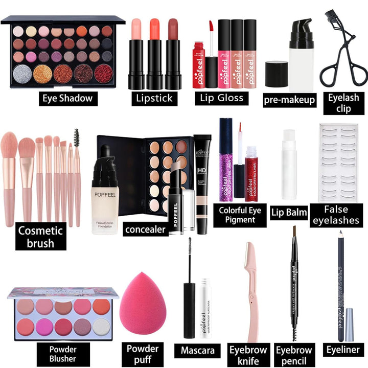 RoseFlower schminkset frauen, Professionelles Make-up-Set Teenager Mädchen Schminkkoffer Kosmetische