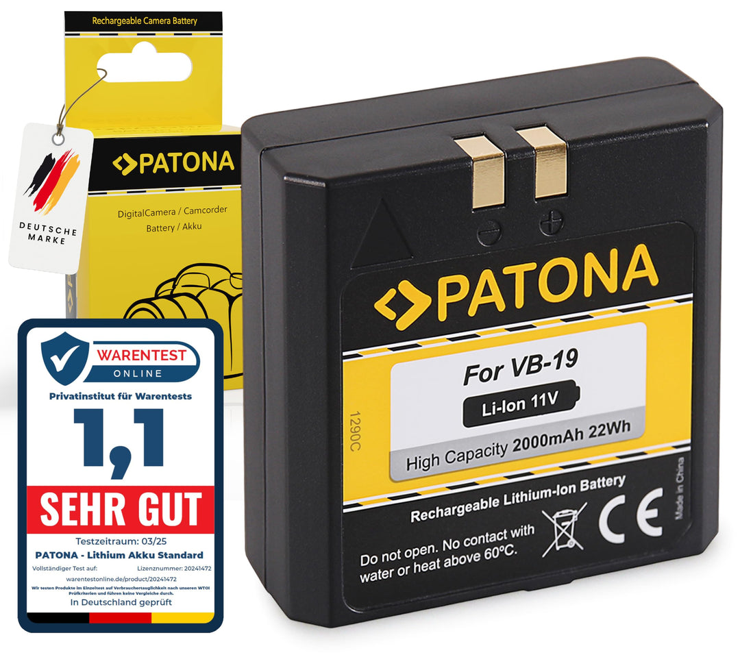 PATONA Akku VB19 2000mAh Kompatibel mit Godox VB18, V850II, V860II Flash Speedlite