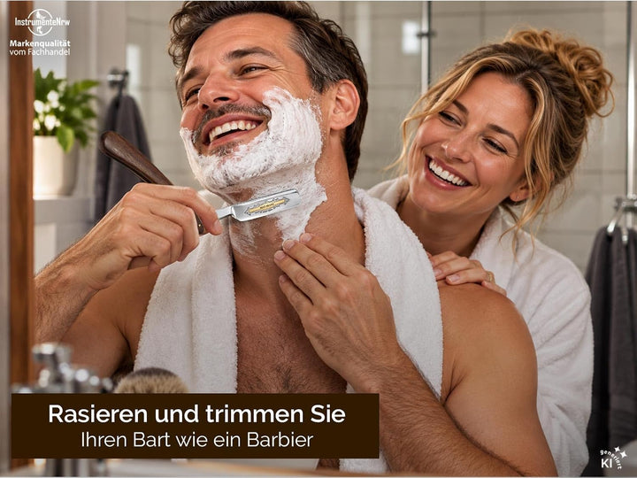 Rasiermesser Set EXTRA ROBUSTER Abziehleder Rasiermesser Goldätzung 5.8 Zoll + Paste aus Solingen