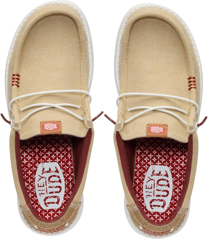 HEYDUDE - Wally Sox Stitch Herren - Slip on Schuhe - Herren Loafers, Black White 40 EU Beige, 40 EU