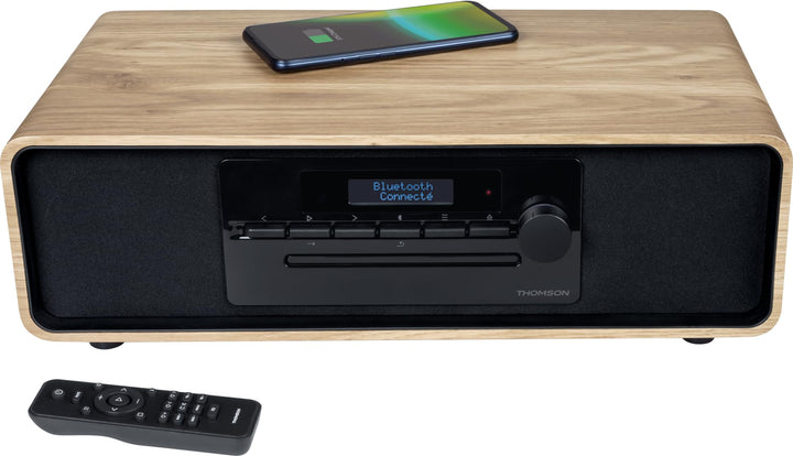 Micro-chaîne Bluetooth - THOMSON - Bois/Noir - Radio FM/DAB+/CD/MP3/USB/Induction, 75W, Affichage LC