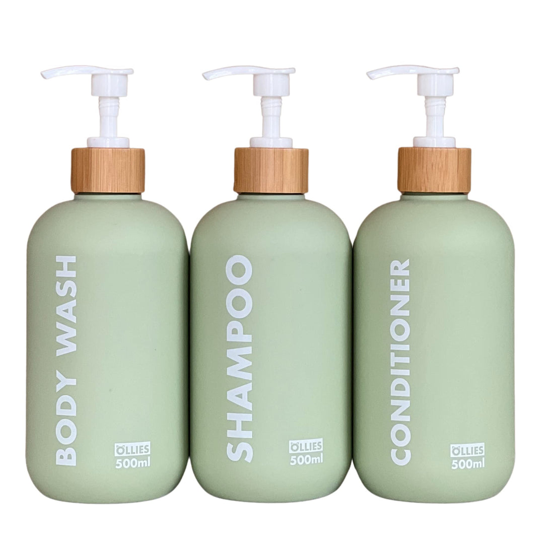 OLLIES Shampoo- und Spülungsspender, Duschseifenspender für Badezimmer, 3er-Set mit permanentem, sti