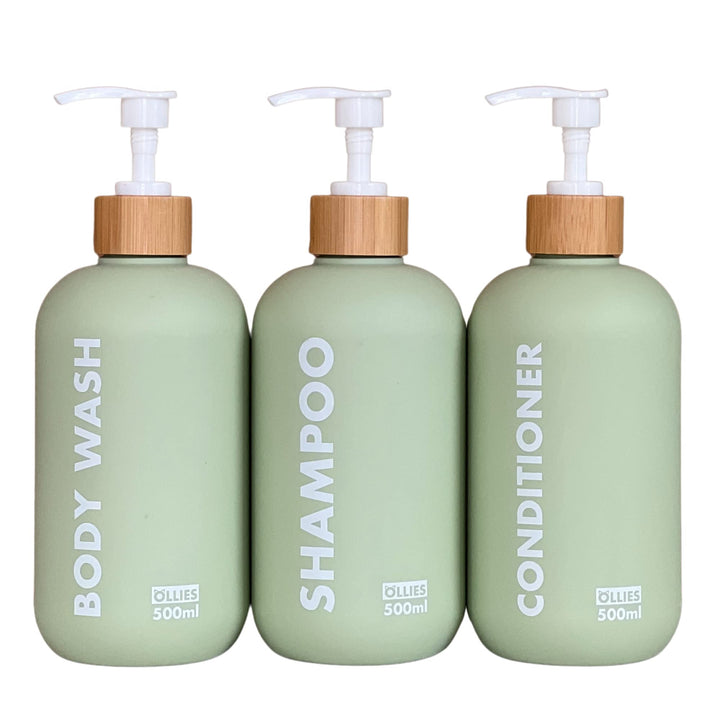 OLLIES Shampoo- und Spülungsspender, Duschseifenspender für Badezimmer, 3er-Set mit permanentem, sti