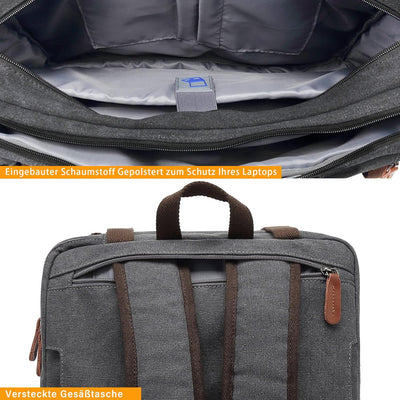 CoolBELL umwandelbar Laptoptasche 17 Zoll Aktentasche Messenger Bag Umhängetasche Business Backpack