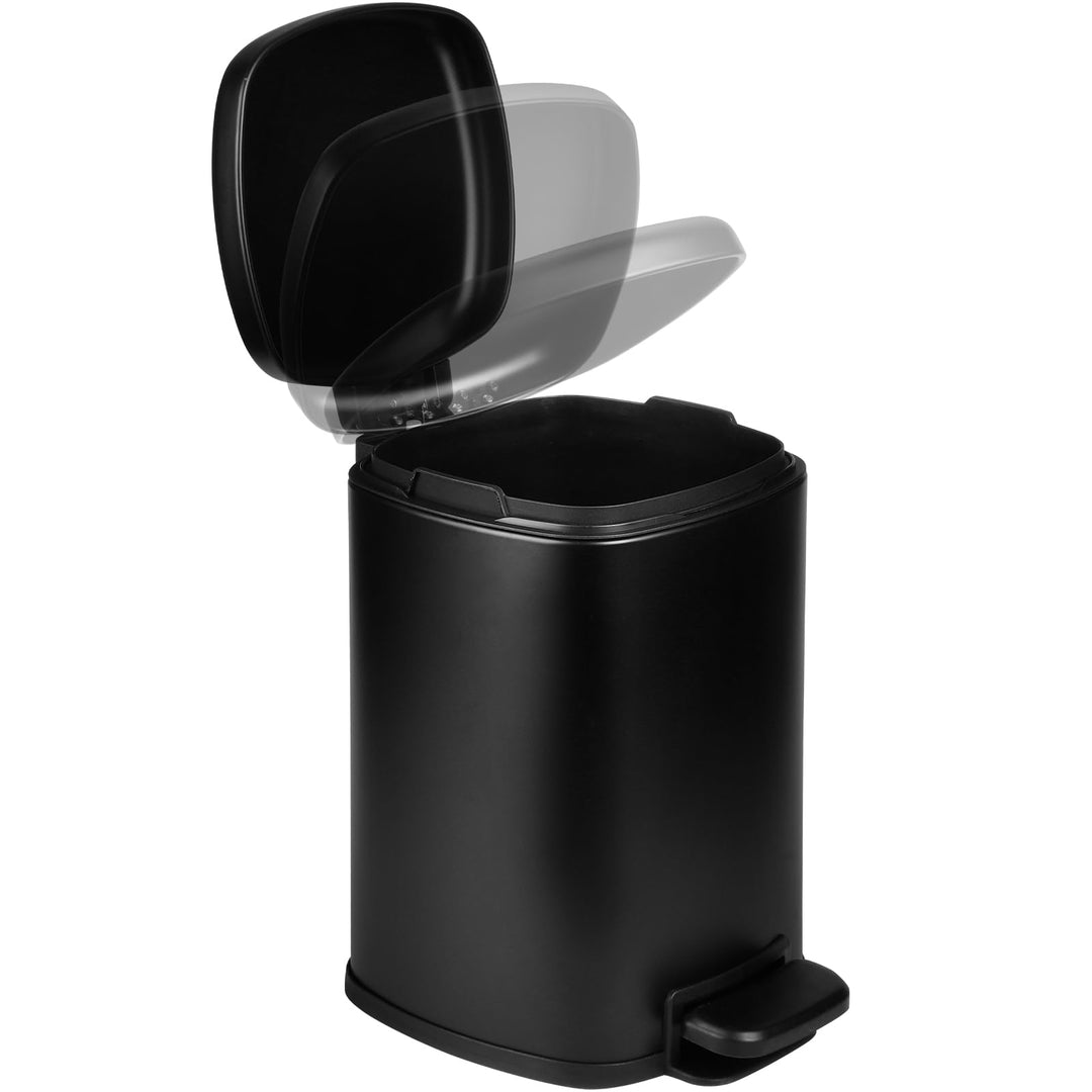 Treteimer Edelstahl, Schwarz Abfallbehälter für Bad, Küchen mit Soft-Close-Deckel, Inneneimer, Moder