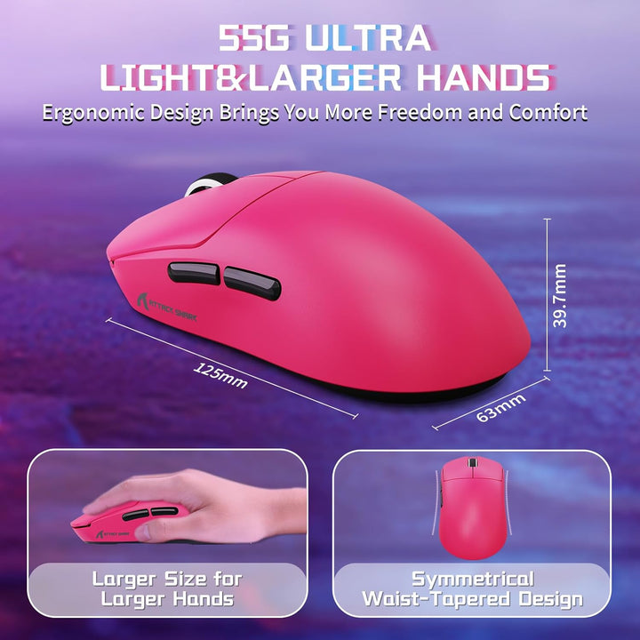 MAMBASNAKE X Attack Shark X8SE 55g ultraleichte kabellose Gaming Maus–bis zu 25000 DPI,PAW3311-Senso