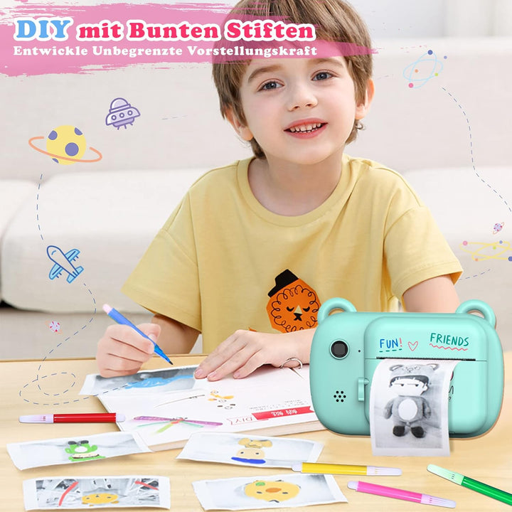 SUPBRO Kinder Digital Kamera Spielzeug Kleinkind Kamera Spielzeug Print Sofortbildkamera 2.4 Zoll HD