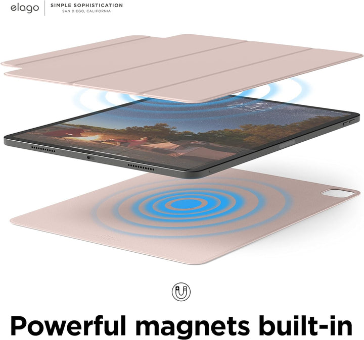elago Magnetisches Folio Hülle Kompatibel mit iPad Pro 12.9" 6., 5., 4. Gen - Rückwand kann an Metal
