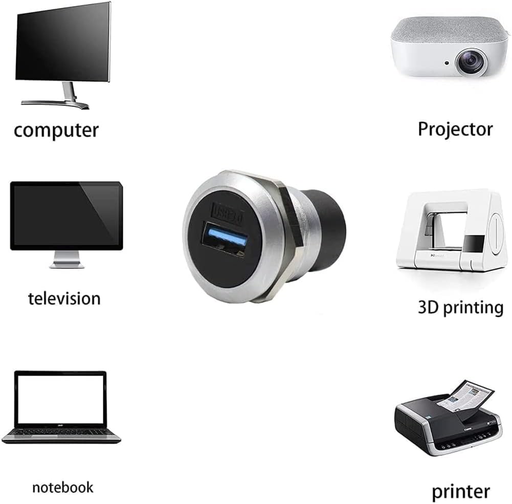PENGLIN USB 3.0 Panel Mount Koppler 5 Stück, USB-Durchgangsanschluss, Buchse zu Buchse Bulkhead Exte
