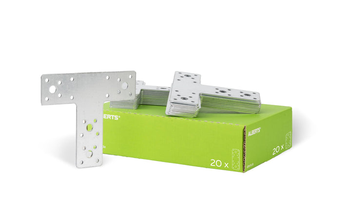 Alberts 866716 Flachverbinder | T-Form | sendzimirverzinkt | 160 x 142 x 45 mm | 20er Set