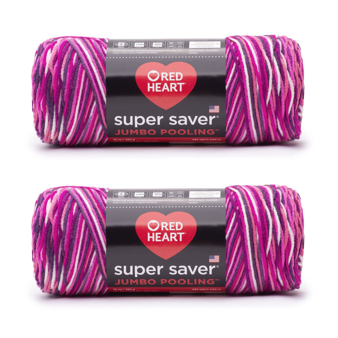 Red Heart Super Saver Jumbo Berry Pooling-Garn – 2 Packungen mit 283 g – Acryl – 4 Medium (Kammgarn)