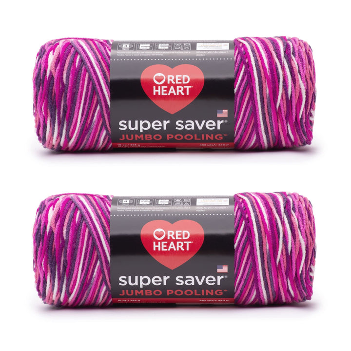 Red Heart Super Saver Jumbo Berry Pooling-Garn – 2 Packungen mit 283 g – Acryl – 4 Medium (Kammgarn)