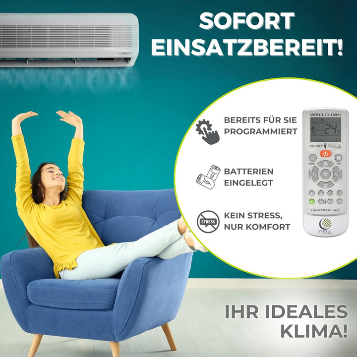 Wellclima Fernbedienung für Klimaanlage kompatibel mit R17B/E-MTS – Vorkonfiguriert und einsatzberei