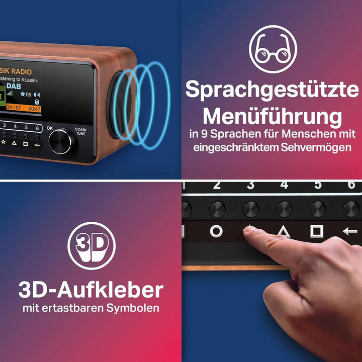 Albrecht DR 866 Seniroren und Blindenradio - mit Sprachausgabe und grossem Display, schwarz, 27866